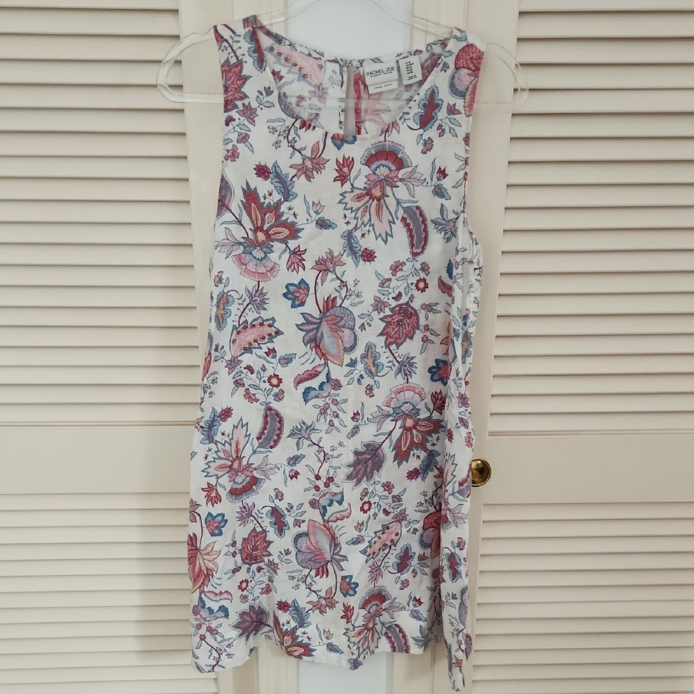 Rachel Zoe Pink and Blue Floral Linen Top